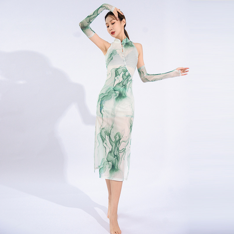 Cyan Dress - A-Line Square Collar Ruffle Sleeve