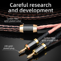 Câble audio HiFi haut de gamme en fibre de carbone avec fiches banane et Y, câble principal tressé HIFI 24 brins en fil OCC pour haut-parleur et microphone