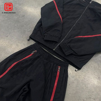 Ensemble de survêtement personnalisé avec broderie, veste zippée, pantalon de jogging, pantalon de survêtement en nylon, coupe-vent, veste en nylon pour l'extérieur, ensemble de survêtement pour homme