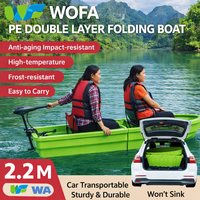 Bateau pliable à double pont en LLDPE de 2,2 m x 1,1 m x 0,36 m avec moteur hors-bord pour la pêche et l'aquaculture, fourni directement par l'usine