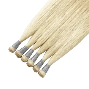 Hand Tied Weft Hair Extensions Hot Sale Bleach Blonde Cuticle Aligned 100 Remy Human Hair Natural Weave Wholesaler