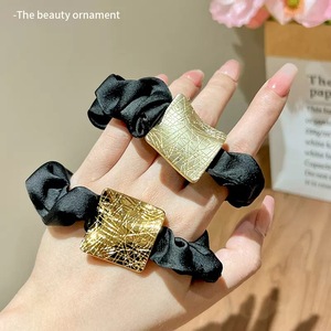 Large Hair <strong>Band</strong> High Elastic Durable Rubber <strong>Band</strong> Ponytail Ball Hair Rope Simple Temperament Metal square Brand Elastic Hair <strong>Band</strong> - Product Image 2