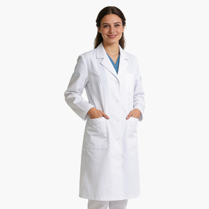 <span class=keywords><strong>Camice</strong></span> da Laboratorio di Media Lunghezza con Polsini Dritti - Comodo e Traspirante Abbigliamento da Lavoro <span class=keywords><strong>Bianco</strong></span> per Farmacia - Product Image 3