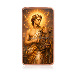 Barra de Cobre Fino 999 de 1oz con Impresión UV Personalizada OEM ODM, <span class=keywords><strong>Dios</strong></span> del Sol Griego Apolo, Barra Conmemorativa del Mito Griego Antiguo - Product Image 4