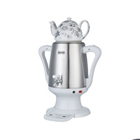 Samovar turc ORVICA, classique, antique, en acier inoxydable, avec contrôle de la température, bouilloire portable de 4 L, fonction de maintien au chaud automatique