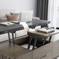 Table basse rectangulaire moderne multifonctionnelle relevable avec rangement et tabourets pour salon