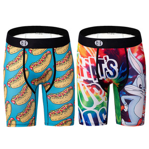 Caleçons Boxers <span class=keywords><strong>Homme</strong></span> Tricotés Respirants à Taille Mi-Haute, Imprimé Dessin Animé, Séchage Rapide, Effet Ventre Plat, Longueur Étendue, Sous-vêtements de Sport et Fitness - Product Image 4