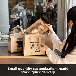 Bolsa de tela no tejida gruesa y portátil con aislamiento térmico sellado con papel de aluminio desechable de grado alimenticio para pastel de leche - Product Image 4