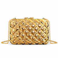 Sacs de soirée en stock / Sacs à main pour femme à motif écossais très tendance pour mariage, pochette personnalisée pour femme avec fermeture magnétique et boîte métallique