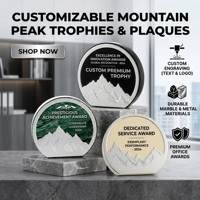 Trophée personnalisé en marbre en forme de sommet de montagne, plaque métallique, récompense pour employés, événement d'entreprise, conférence professionnelle, décoration de bureau