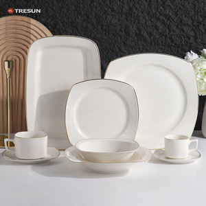 Service de table de luxe en céramique dorée, assiettes rondes personnalisées, vaisselle en porcelaine, kit de tasses classiques, compatible congélateur et micro-ondes - Product Image 1