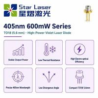 Diode laser violette 405 nm, diode laser UV, boîtier TO56, broches de connexion, faible tension de fonctionnement et angle de faisceau pour la polymérisation UV