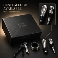 SHUNSTONE Coffret Cadeau Promotionnel d'Accessoires pour le Vin Tire-bouchon Bouchon Verseur Anneau avec Boîte en Carton Ensemble Ouvre-bouteille pour Amateurs de Vin