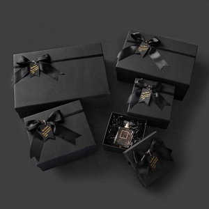 Nuevas ideas de productos <span class=keywords><strong>2019</strong></span> caja de regalo negra personalizada con cinta - Product Image 4