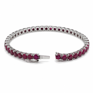 925 Sterling Silver Rhodium Plated Ruby Tennis <b>Bracelet</b> for Women - Product Image 3
