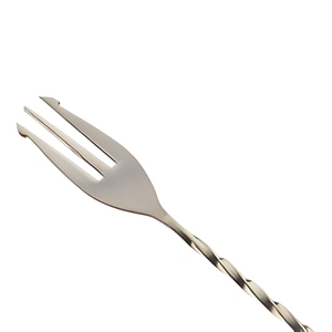 Ensemble de 2 fourchettes et cuillères à cocktail en acier inoxydable à long manche torsadé, élégants agitateurs à boisson - Product Image 3