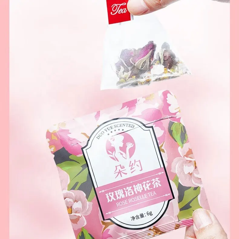 Portable independent 12 packs 6g small package tea bags dried sweet-scented osmanthus roselle rose flowers