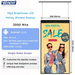 Señalización digital de 43 a 65 pulgadas, pantalla de escaparate de 3000 nits, pantalla LCD ultrafina colgante para publicidad con Android 11 y CMS en la nube - Product Image 6