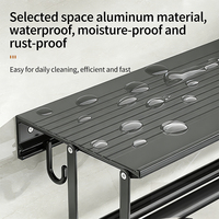 Étagère murale en alliage d'aluminium pour ustensiles de cuisine, épices et condiments, organisateur de produits de toilette pour salle de bain avec crochets mobiles