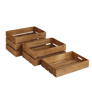 Wooden Storage <b>Boxes</b> Vintage Solid Wood Display Rack Rectangular Standing Type Decorative Storage Baskets - Product Image 3