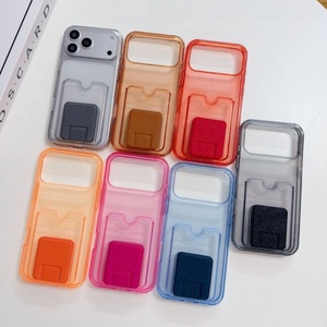 เคสโทรศัพท์แบบใสพร้อมช่องใส่บัตรและกระเป๋าใส่การ์ดแบบพับได้ ประดับกลิตเตอร์แฟชั่น สำหรับ iPhone 17 Air 13 Pro Max จากโรงงาน - Product Image 1