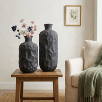 Vase de sol en fer imitation céramique minimaliste Wabi-Sabi pour la décoration de la maison, pot de fleurs texturé en pierre volcanique pour jardin extérieur