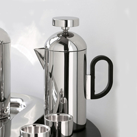 Vente en gros de cafetière à pression française au design simple et de luxe, ensemble d'ornements en métal écologiques de poche en acier inoxydable pour mur