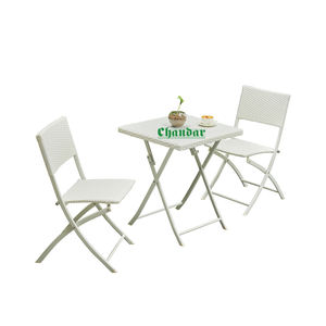 Juegos de <span class=keywords><strong>Muebles</strong></span> Plegables de Ratán para Jardín, Modernos y Económicos, Sillas y Mesa Plegables de Ratán de Plástico Blanco - Product Image 1