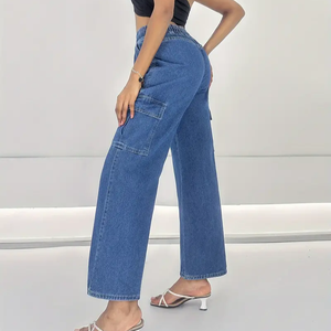 Jeans da Donna Taglia Grande, Comodi <span class=keywords><strong>con</strong></span> Vita Elastica e Coulisse, Gamba Larga <span class=keywords><strong>con</strong></span> Tasche a Patta - Product Image 6