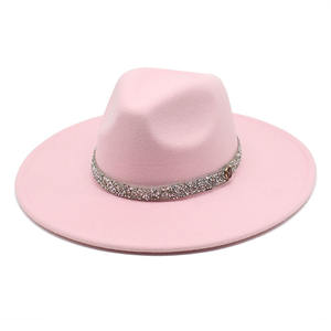 Sombreros Fedora para mujer y hombre, sombrero Fedora de ala ancha con diamantes de imitación ostentosos, personalizado, HT-1763, venta al por mayor, 2022 - Product Image 6