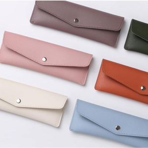 Pochette à crayons portable en cuir PU de 7,87 pouces avec logo personnalisé, style enveloppe, pour le travail et le bureau - Product Image 3