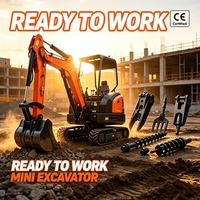 Mini-excavatrice d'usine 2T 3.5T avec boîte de vitesses Eaton, accessoires tarière et marteau, norme EURO5 pour travaux agricoles, de tranchées et de fondations
