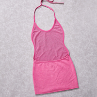 Robes décontractées pour femmes, rose, logo brodé, vêtements de détente de luxe, robes de club, vêtements sexy pour femmes, robes à épaules dénudées, vendeurs