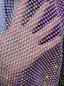 Chanceux direct usine pas cher qualité 1.5 mètre strass maille tissu strass tissu net maille avec plein strass pour danci - Product Image 5