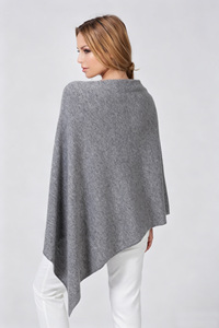 Poncho Sciarpa in Cashmere Solido da Donna, Asimmetrico Irregolare con Collo a Cappuccio, Mantella Lavorata a Maglia Morbida e Calda, Coprispalle in Cashmere da Donna, OEM ODM Ingrosso - Product Image 2