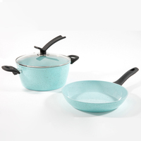Batterie de cuisine antiadhésive personnalisable en usine, ensemble de casseroles et poêles en aluminium à induction avec faitout en métal