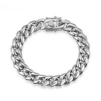 Chaîne de collier cubaine brillante en acier inoxydable couleur argent, étanche et inaltérable, style hip-hop, largeur de 6 mm à 22 mm