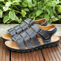Nouvelles sandales italiennes tendance en cuir pour hommes avec semelle EVA, grandes tailles 47 48, bout ouvert, marque de mode en cuir de vachette, été, export, personnalisables