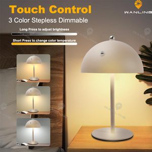 Lampe de table rechargeable sans fil contemporaine Veilleuse minimaliste pour chambre à coucher, bureau, travail, étude, lecture en métal durable - Product Image 3