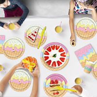 Vaisselle jetable sur le thème de la crème glacée pour les fêtes d'anniversaire, la Saint-Valentin, Thanksgiving - Assiettes en papier, serviettes, gobelets, nappes