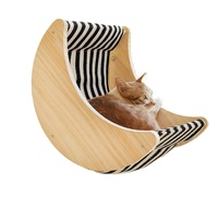 Lits pour chats en bois modernes pour chats d'intérieur, perchoirs, étagères lunaires montées avec des ventouses puissantes, siège de fenêtre pour chat pour dormir