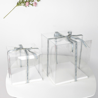 Boîte à gâteau transparente haute en PET écologique pour anniversaire, en stock, avec fenêtre
