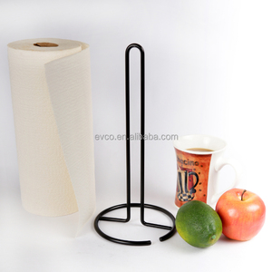 Soporte de papel de toalla vertical de hierro forjado de alta resistencia, superficie recubierta de polvo negro - Product Image 1