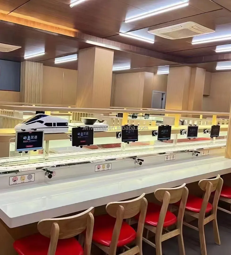 110V sushi nastro trasportatore, hotpot trasportatore per ristorante nastro trasportatore per tavolo da pranzo