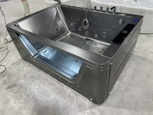 Baignoire de massage à remous en acrylique de luxe de grande capacité pour deux personnes, design moderne avec deux côtés en verre, baignoire SPA d'hydrothérapie intérieure - Product Image 3
