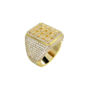 Anello con coda in argento Sterling da uomo per Rapper Hip Hop Micro 5A zircone oro 18K 925 massiccio