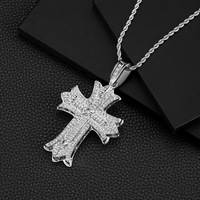 Collier en alliage vintage NL2217 avec pendentif croix serti de diamants, vente en gros d'usine