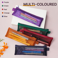 Étui à crayons en maille miniature personnalisé avec logo et couleur, pour les fournitures scolaires des étudiants, avec fermeture éclair et rangement transparent