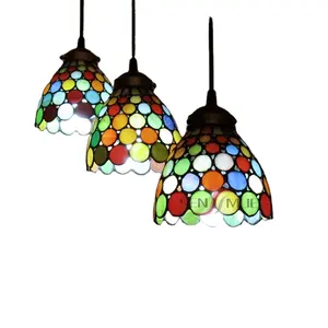 蒂芙尼悬吊灯6-8英寸灯罩彩色玻璃客厅餐厅吊灯