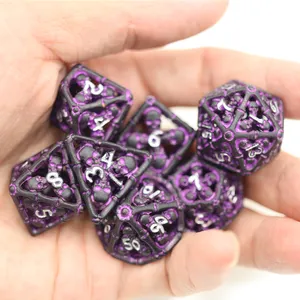 Cheap Dice Polyhedral Rpg Purple Hollow Dungeons And Dragon D D Metal Skull Dices